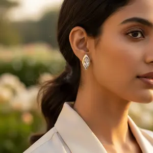 Boucles d'oreilles en cristal marquise argentées pour femmes, bijoux élégants, idée cadeau - Product Image 3