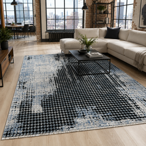 Netline Home Abstract Linework <b>Navy</b> <b>Blue</b> Modern Washable <b>Rug</b> - Product Image 1