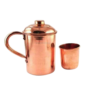 Articles ménagers Pichet 3 litres Logo personnalisé Mughlai Pichet à eau en cuivre Pichet à boisson Cuivre fini martelé avec poignées de haute qualité - Product Image 6