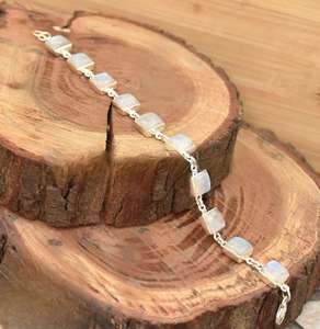 Rainbow Moonstone Tennis Bracelet 18K Gold Plated Sterling <b>Silver</b> Handmade Luxury Jewelry Gift for <b>Women</b> Elegant - Product Image 5