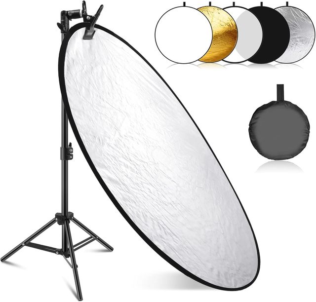 For 43"/110cm Light Reflector Kit 5 1 Collapsible Reflector (Translucent/Silver/Gold/White/Black) Metal Clamp