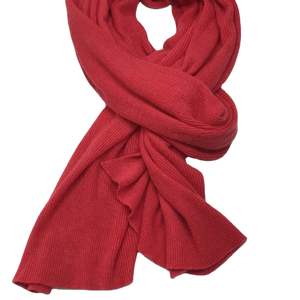 Girls Medium Knit Cashmere Lightweight Durable <b>Scarf</b> Solid <b>Red</b> Winter Warm Ribbed Fashion Accessory Daily Wear KMB Pashmina - Product Image 1