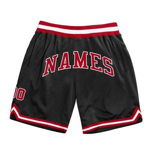 Industrie Direct Engro Sportswear Cómodo Cintura alta Personalizado Negro Rojo-Blanco Auténtico Throwback Basketball Shorts - Product Image 1