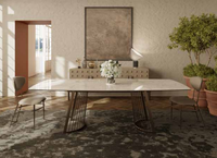 Table à manger pliante de qualité supérieure pour l'extérieur, finition marbre contemporaine, 100% fabriquée en Italie, VF HOME DECOR, exclusive pour les hôtels