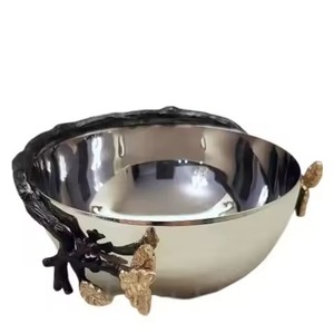 Antique Finished Metal Salad <b>Bowl</b> With Stand Home ware Decorative <b>Dessert</b> Fruit Serving <b>Bowl</b> - Product Image 3