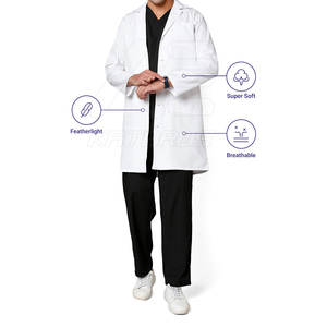 Uniformes hospitaliers unisexes sur mesure en gros blouse de laboratoire à bas quantité minimale de commande manteau de gommage confortable et élégant - Product Image 4