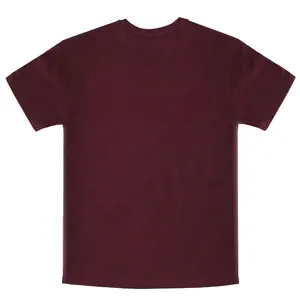 Boş bordo geri dönüşüm pamuk ekip Tees Custom Made kısa kollu Logo grafik baskı kabartmalı Unisex T-shirt hızlı kuru 210GSm Tees
