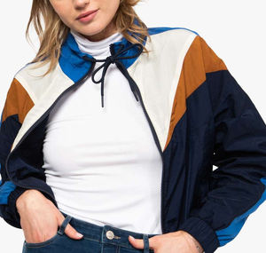 Haute qualité grande taille femmes respirant fermeture éclair coupe-vent imperméable sport en plein air couleur bloc dernière conception veste en Nylon - Product Image 3