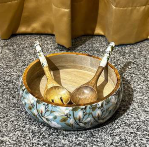 Ensaladera de madera de mango de 7x3 pulgadas de la mejor calidad, cuchara interior de resina epoxi pulida ecológica para servir en fiestas, fabricada - Product Image 3