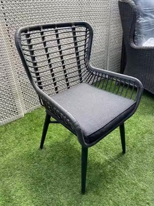 Rattan and Wood Woven Chairs For Garden Use Weather-Resistant Rattan With Aluminum Frame And Polyester Cushions - Product Image 3