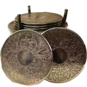 Posavasos de metal de latón de acero inoxidable de alta calidad con logotipo personalizado de lujo moderno por decor IMPEX - Product Image 1