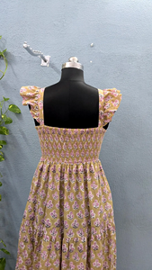 Robe légère en coton à imprimé de blocs Robe en coton à bretelles spaghetti florale et à motif uni Robe en coton à bretelles spaghetti sans bretelles - Product Image 5