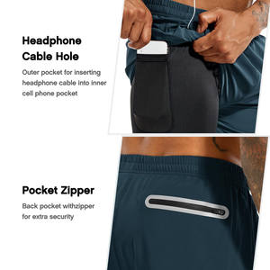 Short d'entraînement respirant en polyester et spandex pour homme, avec poche pour la course à pied et le basket-ball, séchage rapide - Product Image 5