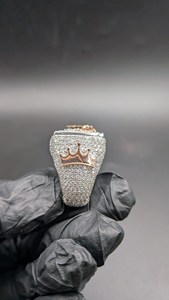 Iced Out Custom Letter <b>Initial</b> Name 925 Sterling Silver Rhodium Plated High Shine Drip Style <b>Ring</b> For Unisex Wear - Product Image 5