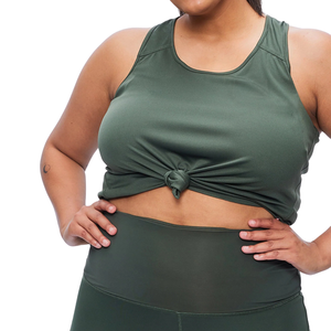 Top Deportivo Corto de Talla Grande para Mujer, Elástico en la Parte Delantera y Trasera, Camiseta Deportiva Activa para Entrenamiento, Ropa Deportiva con Logotipo Personalizado, Tejido de Punto Fino Informal - Product Image 1