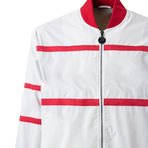 Chaqueta Bomber Reversible Impermeable Reflectante 3M, Blanca y Roja, Estilo Fraternidad Griega, Ropa Urbana, Estilo Universitario, Ribete Acanalado en la Parte Delantera - Product Image 4