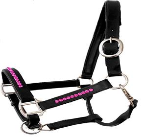 Haute qualité Nylon PU cuir cheval licou réglable menton gorge Snap personnalisable Logo taille boucles en laiton cheval personnalisable - Product Image 1