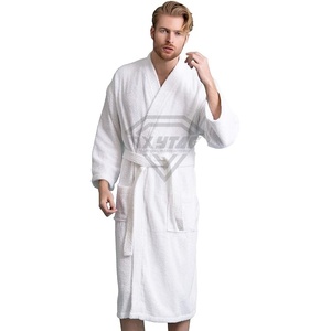 2025 Winter <b>Men</b> Bath Robes Vintage Warm Autumn Long Lace-up With Pockets Fleece Breathable Comfortable <b>Men's</b> Bathrobe - Product Image 1