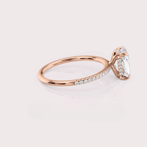 Bague pavée en diamant de laboratoire taille radiant en or rose 18 carats |   Bague de fiançailles personnalisée - Product Image 2