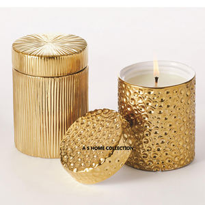 Diseño de textura de metal dorado último candelabro votivo y tarro de cera para el hogar - Product Image 1