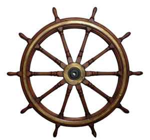 Roue de bateau en bois antique de 42 pouces pour décoration intérieure nautique Roue en laiton murale pour bateau ou marine Pièce de tuyau artisanale - Product Image 4