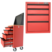Gabinete para Herramientas de 61 cm con 4 Cajones, Rojo Mate, Acero Resistente con Recubrimiento en Polvo, con Ruedas, para Mecánicos y Garajes, Compatible con OEM/ODM, Carga de 450 kg