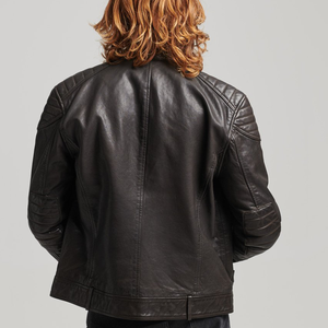 Venta al por mayor de chaquetas de cuero de invierno para hombre personalizadas abrigo de motocicleta impermeable Forro de seda de alta calidad precio razonable lona - Product Image 6