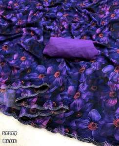 Tendance tenue de haute qualité Saree doux et lisse en mousseline de soie sans poids imprimé numérique Floral Srisoki Work Blouse avec à vendre - Product Image 2