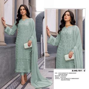 Faux Georgette lourde avec broderie lourde Costume Salwar pakistanais pour mariage et occasion spéciale d'Inde - Product Image 4