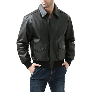 Design Your Own Men's Winter High Quality Genuine Leather Jackets Sheep <b>Fur</b> <b>Trim</b> Long Sleeve Breathable Customizable Cotton High - Product Image 3