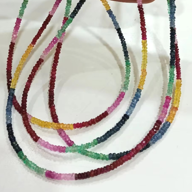Natural Multi Emerald Rondelle Faceted 2.5mm High Quality Precious Gemstone Beads EMINENT JEWEL Necklace Sold Per Piece