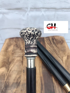 Bastón liso negro de madera náutica con nuevo mango de cabeza de roca sólida El mejor palo de madera con mango de diseñador - Product Image 6