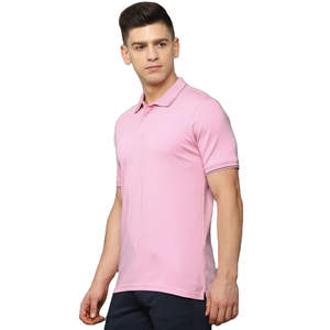Polo pour homme coupe ajustée en coton mélangé respirant à manches courtes haut tendance moderne et décontracté disponible en plusieurs couleurs - Product Image 2