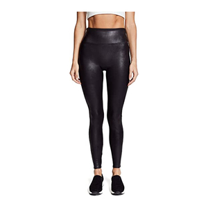 Pantalon de jogging élastique en PU de haute qualité pour femmes-Leggings de yoga de fitness d'hiver avec patch de rue décorations mi-plates - Product Image 1