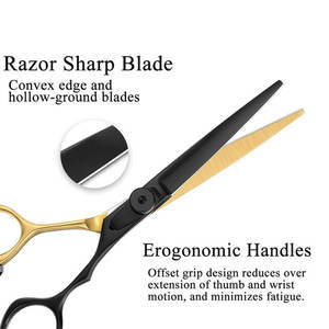 Ciseaux plats professionnels 7 pouces 9CR pour outil de barbier personnalisable de cheveux avec outil de beauté de lame d'acier inoxydable de poignée - Product Image 3