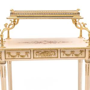 Chariot à thé en bois classique de luxe avec des détails dorés faits à la main, chariot de service - Product Image 4