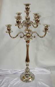 Candelabros de 5 luces de estilo moderno de lujo niquelado de aluminio elegante centro de mesa de boda candelabros de Metal al por mayor de fábrica directa - Product Image 4