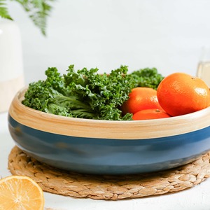 Two-toned spun bamboo fiber fruit salad snack serving <b>bowls</b> <b>big</b> catering <b>bowl</b> for meal service - Product Image 4