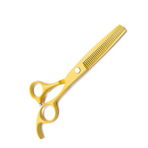 กรรไกรตัดผมสแตนเลสสีทองทั้งใบมีดคมใบมีดตัดผมทรงตรงปลายแต่งผม - Product Image 2