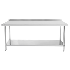 700mm Stainless Steel <b>Work</b> <b>Table</b> with Splashback and 600mm Shelf for Kitchen Storage - Product Image 1