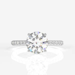 Anillo con Halo Oculto de Diamante Moissanite de Corte Redondo en Oro de 9K, Elegante y con Estilo - Product Image 5