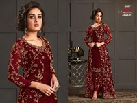 Robe longue évasée brodée rose pour fête de mariage, Salwar Kameez de créateur, tenue traditionnelle pakistanaise pour femme en tissu résille lourd
