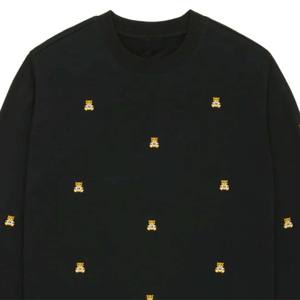 <b>Black</b> Crewneck <b>Sweatshirt</b> with Bear Pattern - Cozy and Stylish Unisex Pullover with Cute Bear Design, Perfect for Casual Wear - Product Image 6