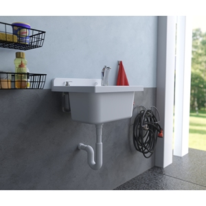 Lavabo in Pietra Naturale - 42x34cm, Lavandino da Parete in PP per Bagni Scolastici, Facile da Pulire - Product Image 2
