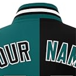 Chaqueta Varsity Personalizada con Diseño en Verde Azulado y Negro, Nombre y Número del Equipo Personalizados, Chaqueta Bomber Letterman - Product Image 2
