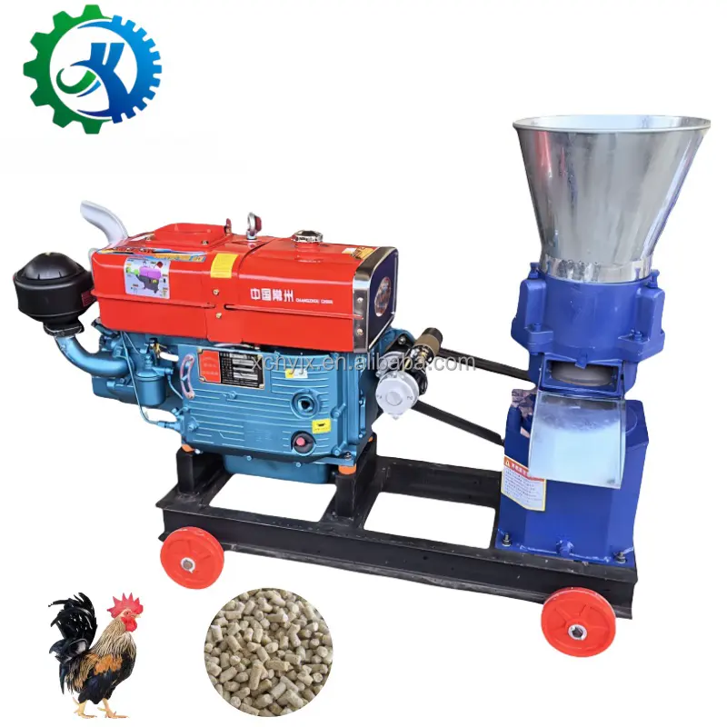 260 Poultry Feed Machine 2.5mm 3mm 4mm 5mm Small farm use Chicken feed making machine Diesel Pellet machine for sale