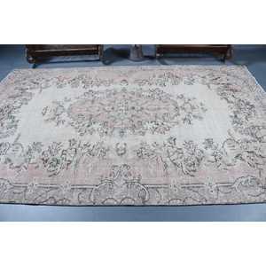 Grand tapis turc 6,3x10 pieds (192x306 cm), tapis en laine marocain gris vintage - Product Image 3
