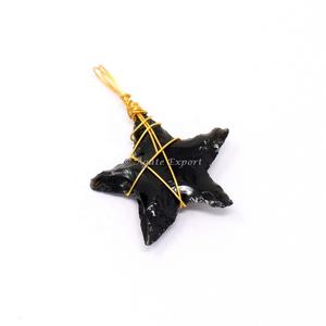 Pierres précieuses minérales naturelles artisanales de haute qualité, pierres de guérison en cristal, arbre, étoile d'argent, fil enroulé, pendentif - Product Image 3