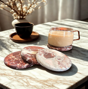 Sous-verres en marbre avec incrustation de paon vibrant, avec support assorti. Décor royal disponible à prix de gros. - Product Image 4