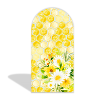 Housse en tissu en forme de nid d'abeille personnalisée, thème abeille, fond en tissu pour la décoration de fête d'anniversaire, pour événement festif